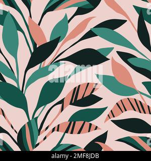 Leaf seamless pattern. Modern botanical textile print. Stock Vector