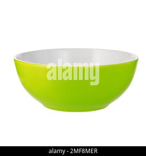 Empty green bowl isolated on white background Stock Photo