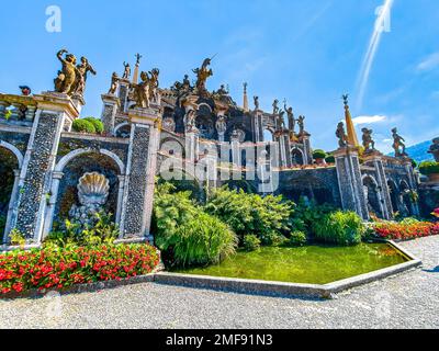 Italian style baroque Garden on Isola Bella, in isole borromee islands in lake Maggiore, Italy Stock Photo