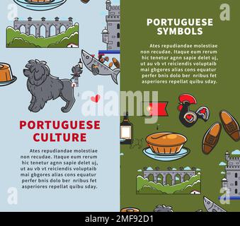 Travel to Portugal Portuguese culture and symbols architecture and cuisine Stock Vector
