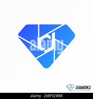 Letter or word DC font in line diamond with lens camera image graphic icon logo design abstract concept vector stock. initial or photography Stock Vector