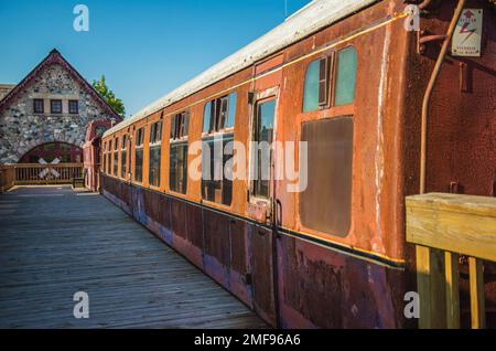 Abandon historic Standish Michigan passenger train station Stock Photo