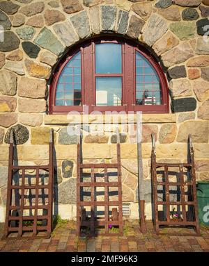 Abandon historic Standish Michigan passenger train station Stock Photo