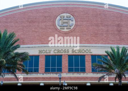 NEW ORLEANS, LA, USA - JANUARY 1, 2023: Front of main building of Holy Cross School on Paris Avenue Stock Photo