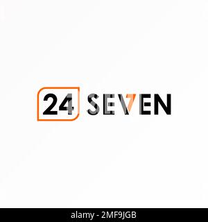 Simple Number 24 and letter SEVEN sans serif font writing image graphic icon logo design abstract concept vector stock. initial or wordmark Stock Vector