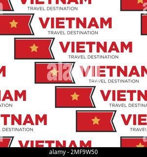 Vietnam travel destination Vietnamese national flag seamless pattern Stock Vector