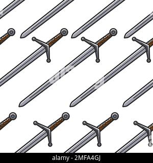 Scottish symbol sword ancient relic seamless pattern Stock Vector