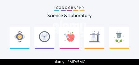 Science Flat 5 Icon Pack Including . science. science. green. plug. Creative Icons Design Stock Vector