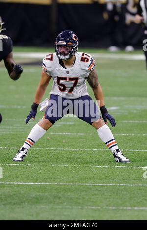 Chicago Bears middle linebacker Manti Te'o (57) during an NFL wild-card  playoff football game against the New Orleans Saints, Sunday, Jan. 10,  2021, in New Orleans. The Saints defeated the Bears 21-9. (