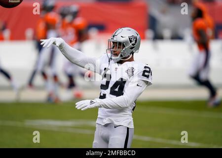 Las Vegas Raiders defensive back Johnathan Abram (24) runs during an NFL  football game against the Los Angeles Chargers Monday, Oct. 4, 2021, in  Inglewood, Calif. (AP Photo/Kyusung Gong Stock Photo - Alamy