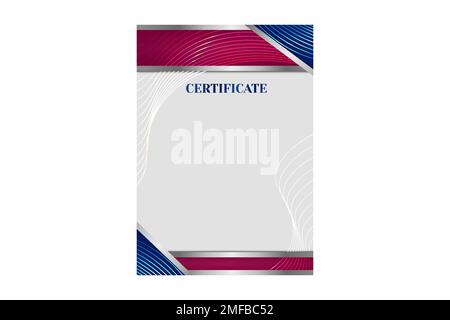 Certificate template. Vector printable blank of diploma on shiny abstract background. A5 format of paper. Stock Vector