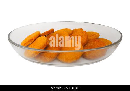 Dish with fish cutlets, isolated on white background. Clipping Path included. Stock Photo