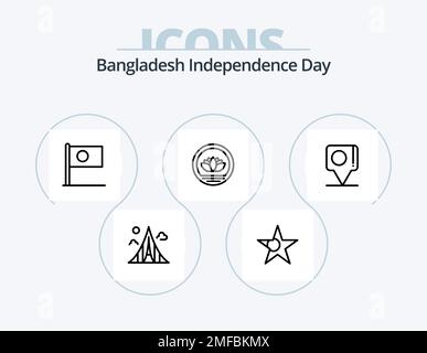 Bangladesh Independence Day Line Icon Pack 5 Icon Design. bangladesh. landmark. bangladesh. estate. building Stock Vector