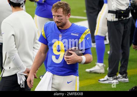 Los Angeles Rams quarterback John Wolford (13) throws during a NFL preseason  game against the Houston Texans, Friday, August 19, 2022, at SoFi Stadium  Stock Photo - Alamy