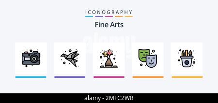 Fine Arts Line Filled 5 Icon Pack Including art. design. paint. cut. painting. Creative Icons Design Stock Vector