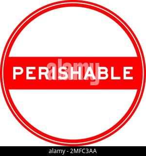 Red color round seal sticker in word perishable on white background Stock Vector