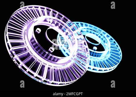 Blue  and pink brake  plugs on black  background. 3d illustration. Car Repair Parts Stock Photo