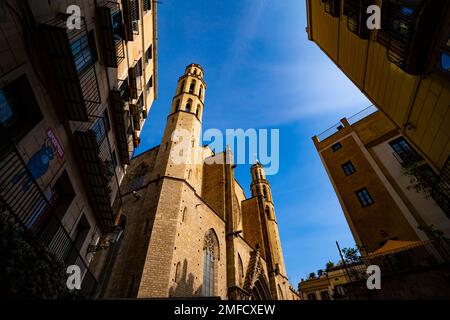 Sant Maria del Mar, a Catalan gothic church built between 1329 and 1483 in the Ribera district of Barcelona. Stock Photo