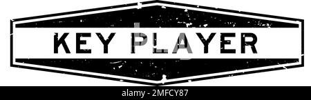 Grunge black key player word hexagon rubber seal stamp on white background Stock Vector