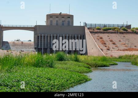 ENCINO, California – The Los Angeles River flows into Sepulveda Dam Aug. 19 in Encino California. Sepulveda Dam was built by the U.S. Army Corps of Engineers Los Angeles District and completed in December 1941. The Corps acquired a total of 2,131.9 acres for construction, operations and maintenance of the dam. Of the total acreage, the Corps reserves 313.0 acres exclusively for operation of the dam. Together with Hansen and Lopez, Sepulveda Dam is vital for flood risk management of portions of the San Fernando Valley and areas contiguous to the Los Angeles River.  (Photo by Robert DeDeaux, Los Stock Photo