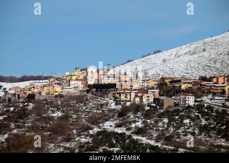 Campodimele, Italy - January 24, 2023: View of the village famous for being the town of longevity in the province of Latina Stock Photo