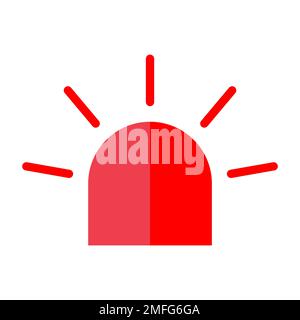 Siren fire alarm sign, signal danger light symbol, ambulance police alert vector illustration . Stock Vector