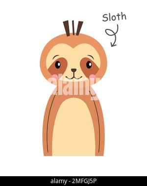 Sloth . Cartoon character . Vector . Stock Vector