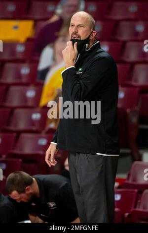 North Dakota head coach Paul Sather shouts to his players during the ...