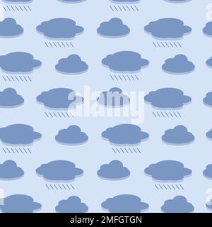 Seamless pattern with clouds and rain. Vector illustration Stock Vector