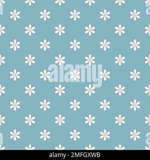 Vector pastel blue background daisy flowers birds butterfly seamless ...