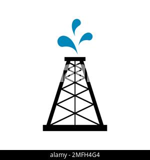 Oil rig flat graphic icon, fuel platform industry tower gas sign, vector illustration . Stock Vector