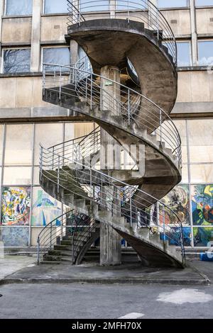 Paris (France): double helix staircase inside the Jussieu University Stock Photo