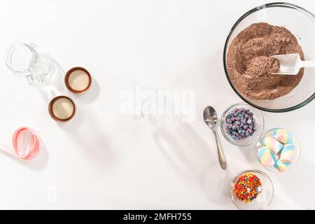 Unicorn hot chocolate mix Stock Photo