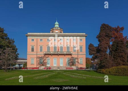 Front view of Villa Ciani, in the botanical Ciani Park of Lugano city Stock Photo