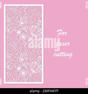 Template for laser cutting. Postcard with flowers. Vector Stock Vector