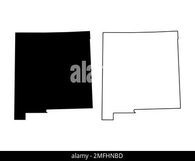 Set of New Mexico map, united states of america. Flat concept vector illustration . Stock Vector