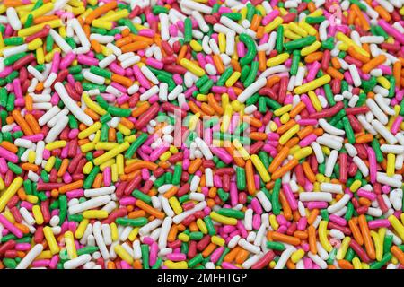 colorful sugar sprinkles, decoration for cake and bakery as background Stock Photo