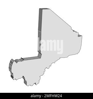 Mali outline silhouette 3D map over a white background Stock Photo