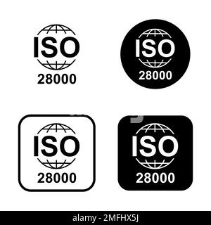 set of Iso 28000 icon. Security Management Systems. Standard quality symbol. Vector button sign isolated on white background . Stock Vector