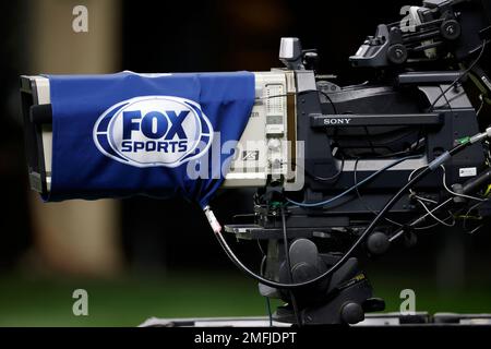 A FOX Sports television camera operator works from a mobile elevated  position during the first half of an NFL football game between the  Jacksonville Jaguars and the Atlanta Falcons, Sunday, Nov. 28