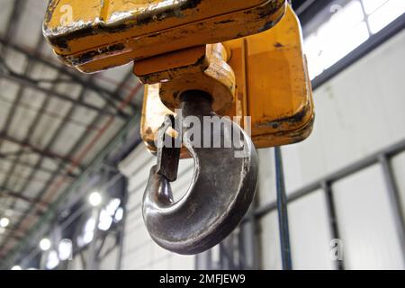 hook from a lifting crane for three tons, on a white background Stock Photo