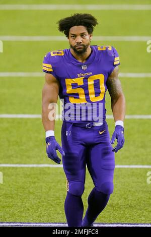 Minnesota Vikings linebacker Eric Wilson (50) waits for a new quarter to  start during an NFL football game against the Dallas Cowboys, Sunday, Nov.  22, 2020, in Minneapolis. (AP Photo/Jim Mone Stock Photo - Alamy