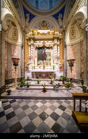 San Corrado Shrine inside the Noto Cathedral, Basilica cattedrale di San Nicolò, of the Late Baroque town of Noto. Stock Photo