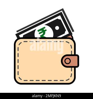 Wallet rupee icon, finance flat symbol, economy deposit cash vector illustration sign . Stock Vector