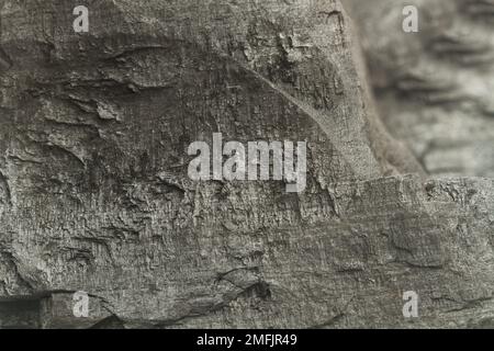 Texture of a piece of charcoal in a close up view Stock Photo
