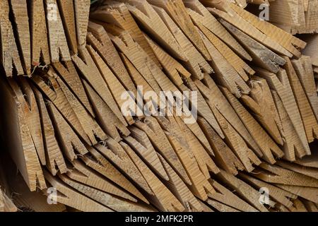 Texture wooden shingles wall. Wooden shingle also known as gont in Ukraine. Stock Photo