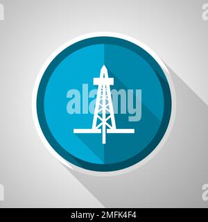 Drilling symbol, flat design vector blue icon with long shadow Stock Vector