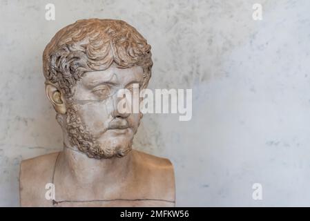 Restored ancient bust of man Stock Photo