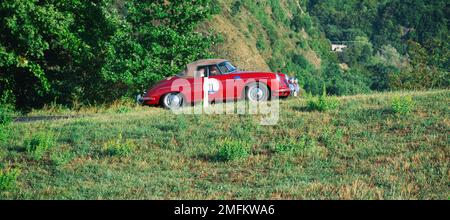 san marino , san marino - sett. 16 -2022 : PORSCHE 356 ROADSTER 1961 in coppa nuvolari old racing car with classic car Stock Photo