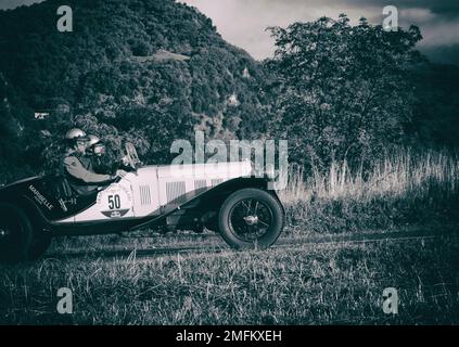 san marino , san marino - sett. 16 -2022 : FIAT 514 MM 1931 in coppa nuvolari old racing car with classic car Stock Photo